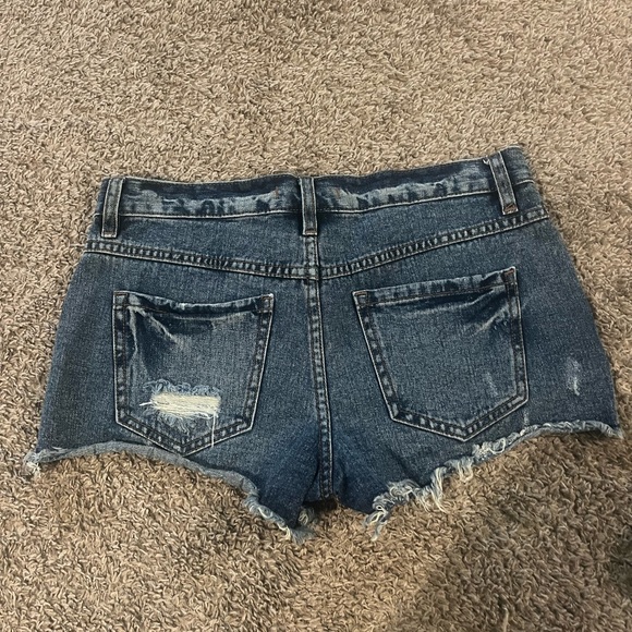Free People Distressed Button Fly Denim Shorts - Picture 4 of 4